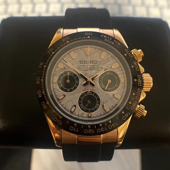 Seiko mod - custom gold meteorite Daytona chronograph watch - Picture 1 of 5